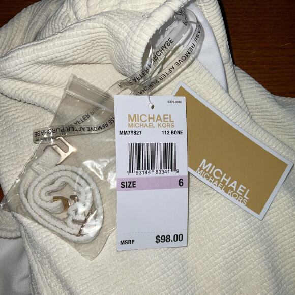 Michael Kors Women’s One Shoulder Side Cut Out Swimsuit Ivory Size 6 - Picture 3 of 3